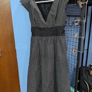 Derek Heart Black and White Polka Dot Midi Dress